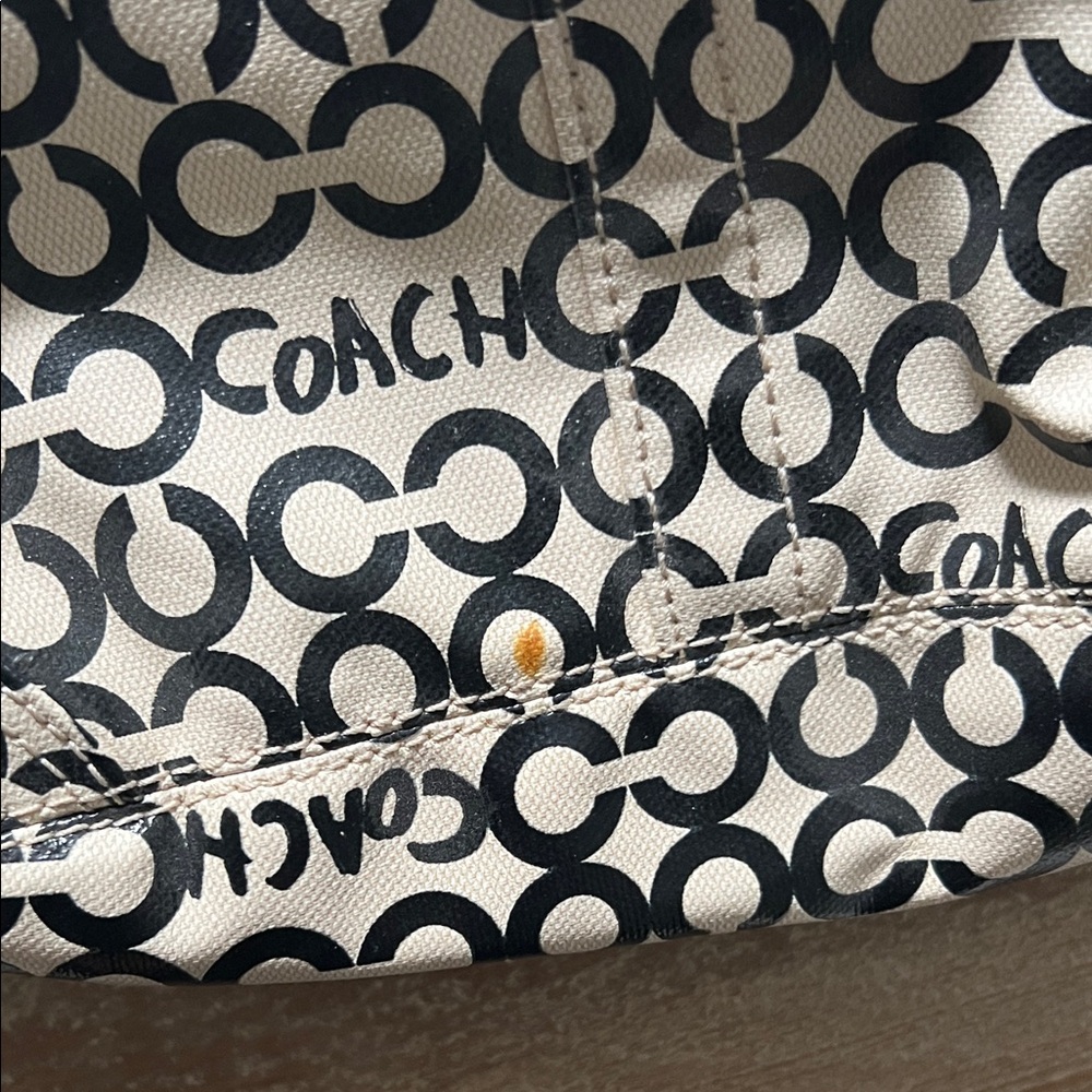 Coach Black & Cream Signature Canvas Crossbody with Tan Trim - Picture 6 of 6